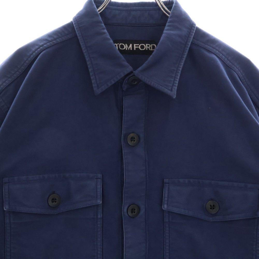 TOM FORD(トムフォード) コットン ミリタリー 長袖シャツ ジャケット ネイビー 2FT699