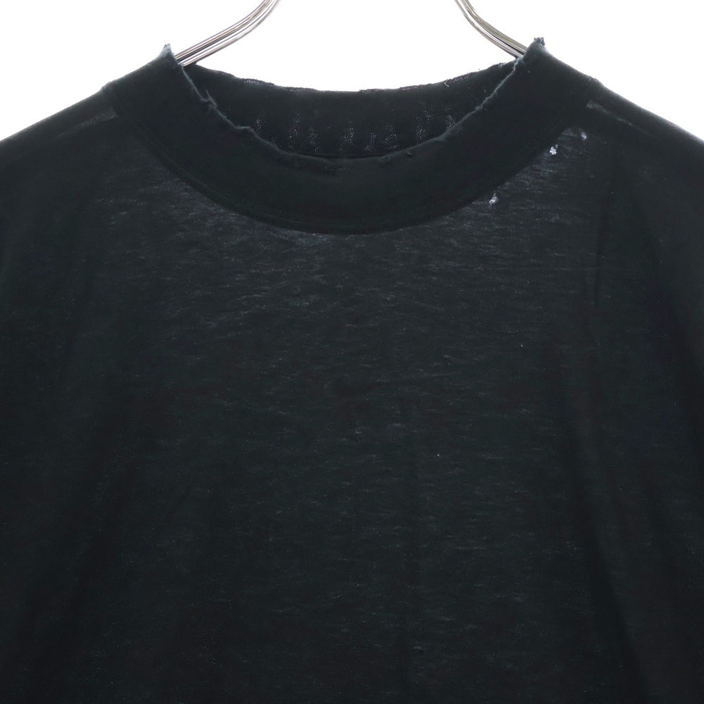 BALENCIAGA(バレンシアガ) 22SS Distressed T-shirt バックネックロゴ刺繍 ダメージ加工 コットン 半袖Tシャツ カットソー ブラック 739784 T0VF4