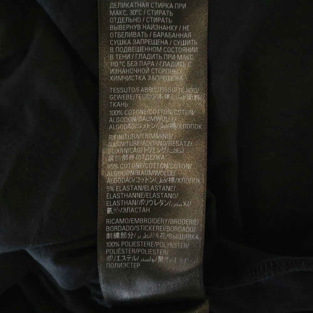 BALENCIAGA(バレンシアガ) 22SS Distressed T-shirt バックネックロゴ刺繍 ダメージ加工 コットン 半袖Tシャツ カットソー ブラック 739784 T0VF4