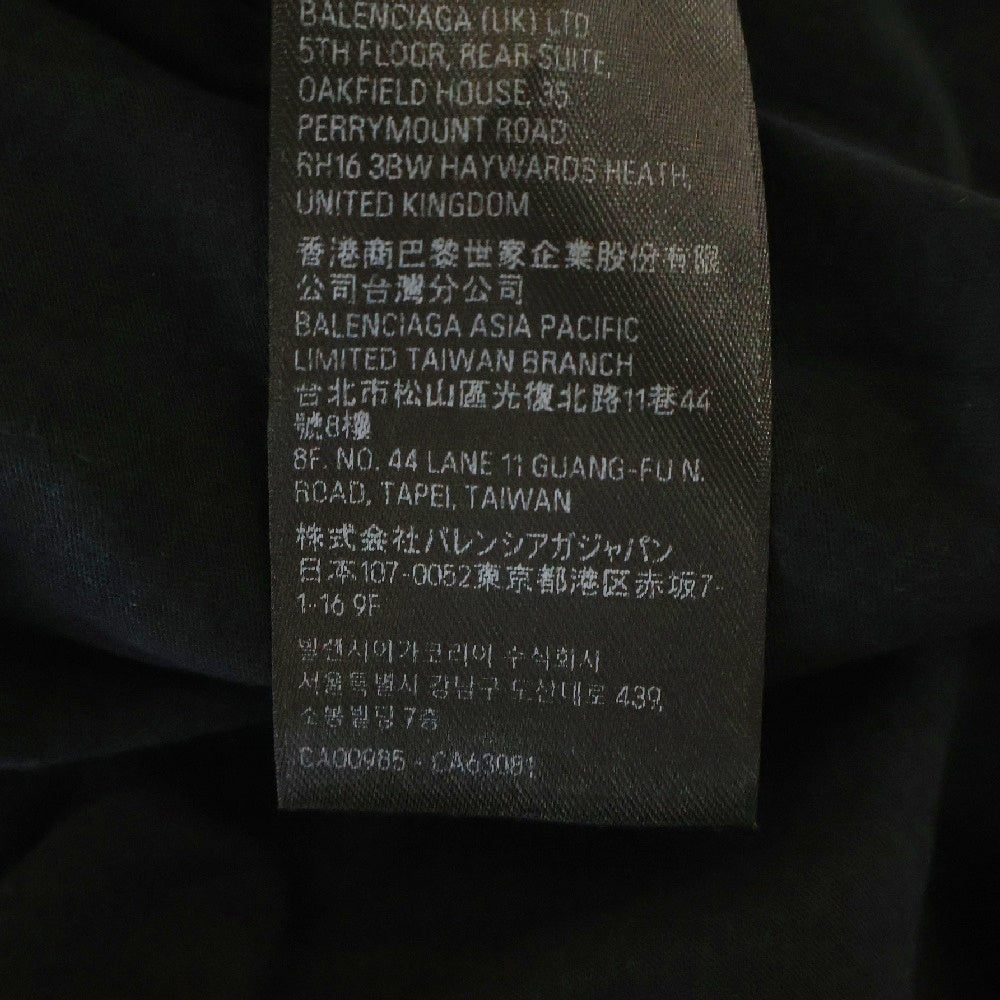 BALENCIAGA(バレンシアガ) 22SS Distressed T-shirt バックネックロゴ刺繍 ダメージ加工 コットン 半袖Tシャツ カットソー ブラック 739784 T0VF4