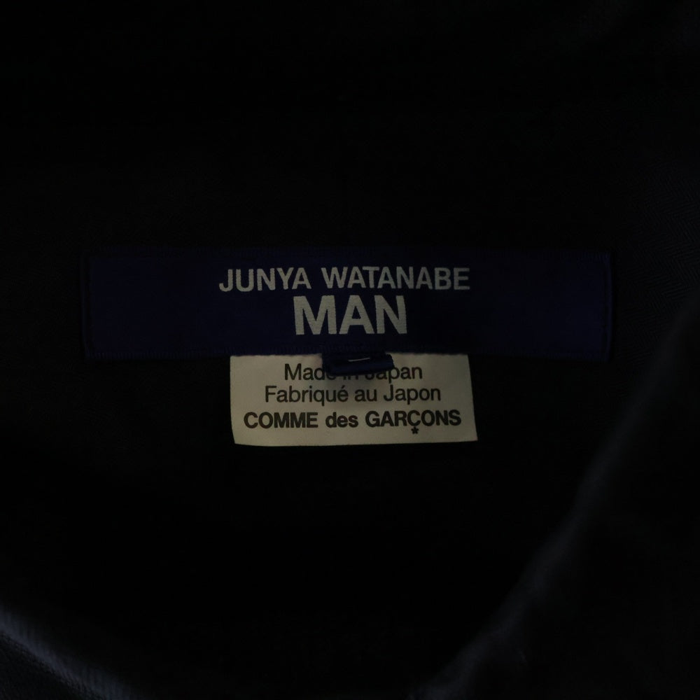 JUNYA WATANABE COMME des GARCONS(ジュンヤワタナベ コムデギャルソン) 23AW コーデュロイ切替 レザーエルボーパッチ チェック 長袖シャツ ブラック WL-B025 AD2023