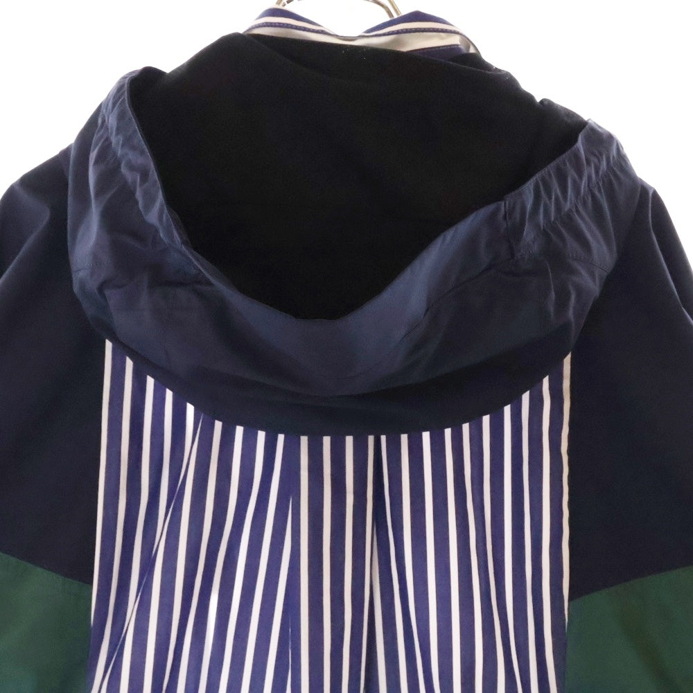 Sacai(サカイ) 21AW Cotton Poplin Shirt コットン ポプリン ストライプ ジップアップ フーデッド シャツ ジャケット ブルー 21-02582M