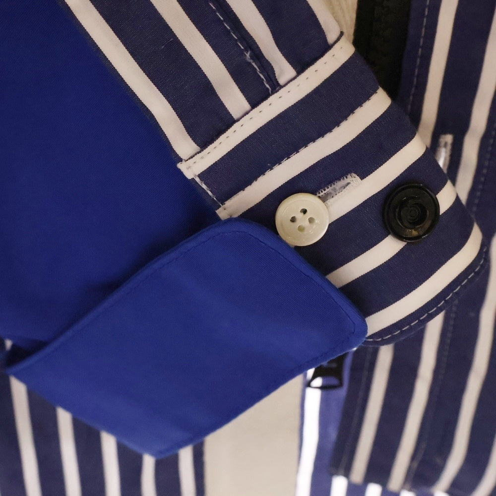 Sacai(サカイ) 21AW Cotton Poplin Shirt コットン ポプリン ストライプ ジップアップ フーデッド シャツ ジャケット ブルー 21-02582M