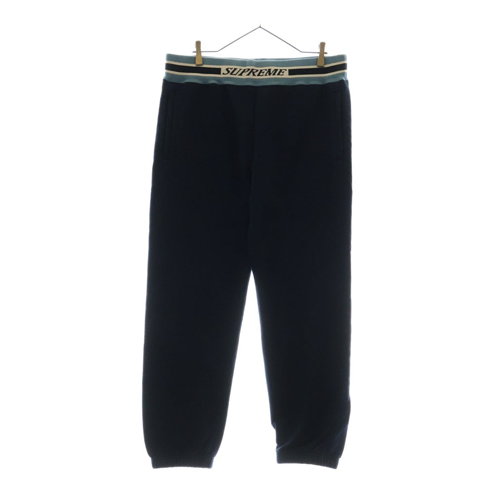 SUPREME(シュプリーム) 18AW Striped Rib Sweatpant ストライプド リブロゴ スウェットパンツ ネイビー