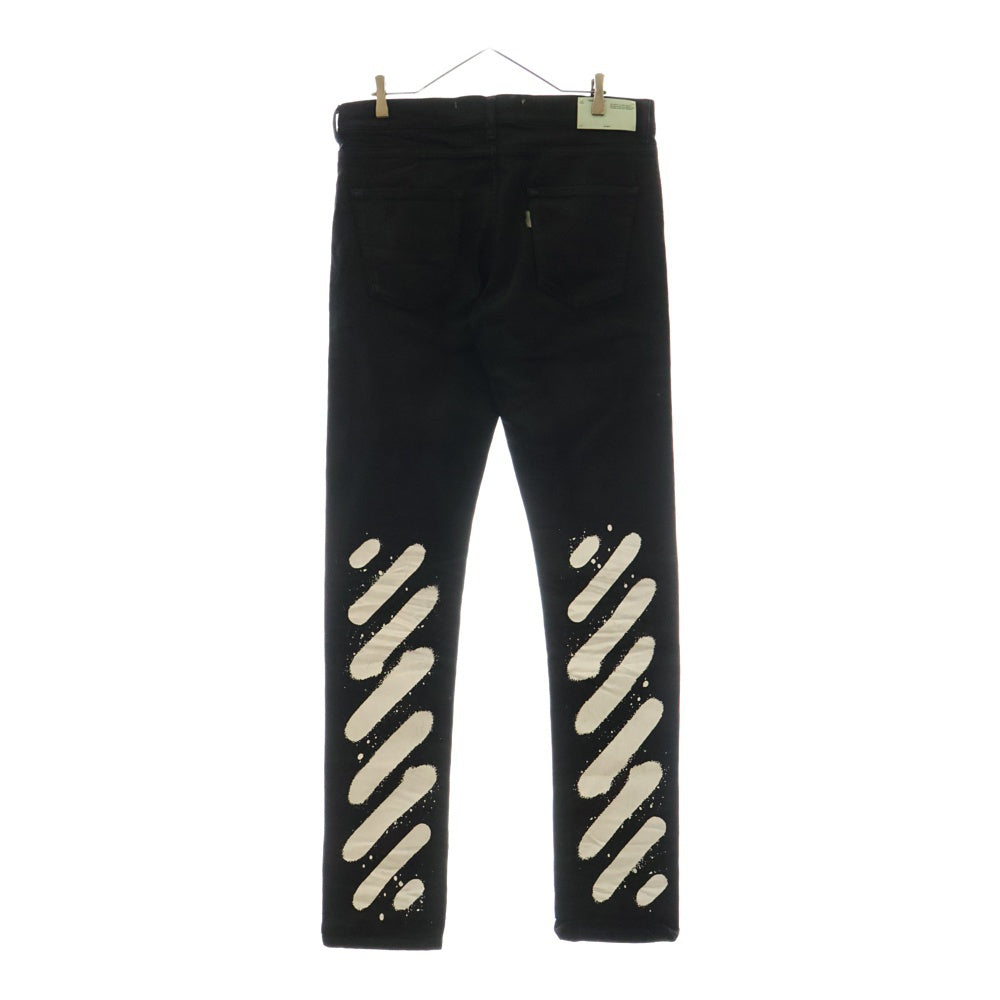 OFF-WHITE(オフホワイト) 17SS スプレー プリント スキニー スリム デニムパンツ ブラック