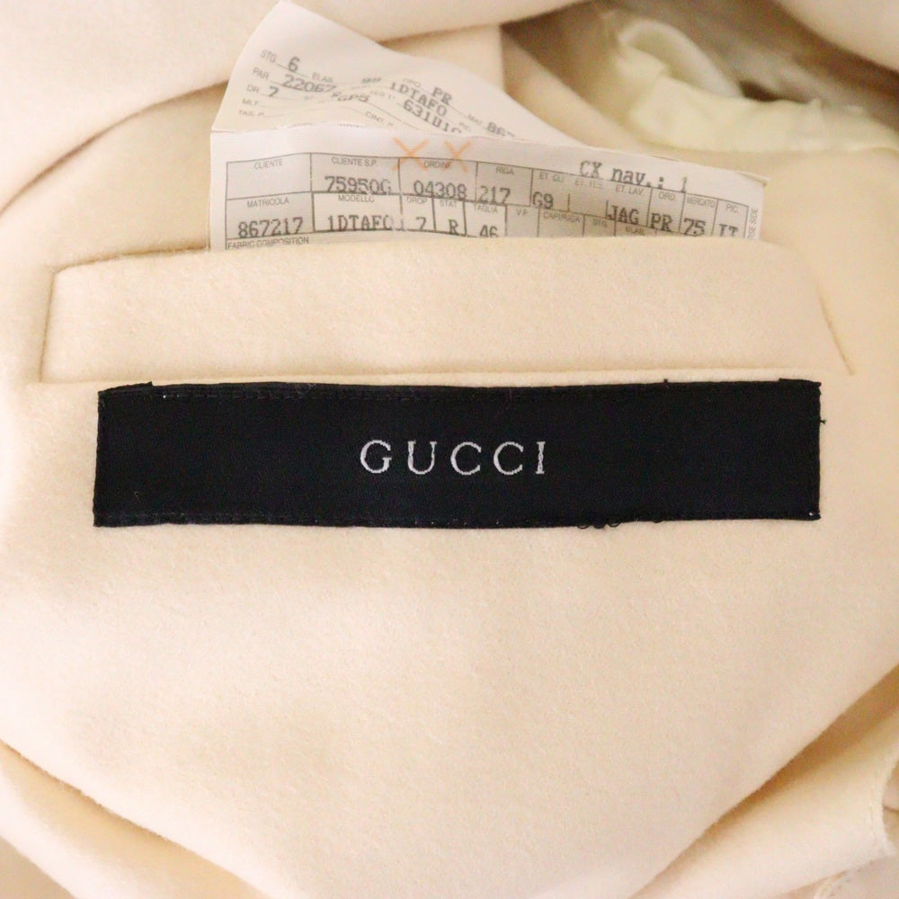GUCCI(グッチ) ラペル ライン 1B ウール シングルテーラード ジャケット ベージュ 307-1065-1259