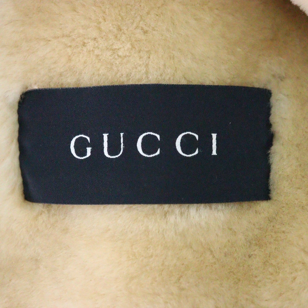 GUCCI(グッチ) トムフォード期 アナグマファー ボンバー レザー ムートン ジャケット ベージュ 116474 XS022