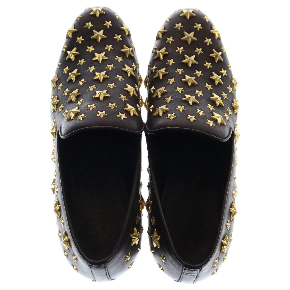 JIMMY CHOO(ジミーチュウ) 143SLOANE スター装飾 レザー スリッポン ブラック