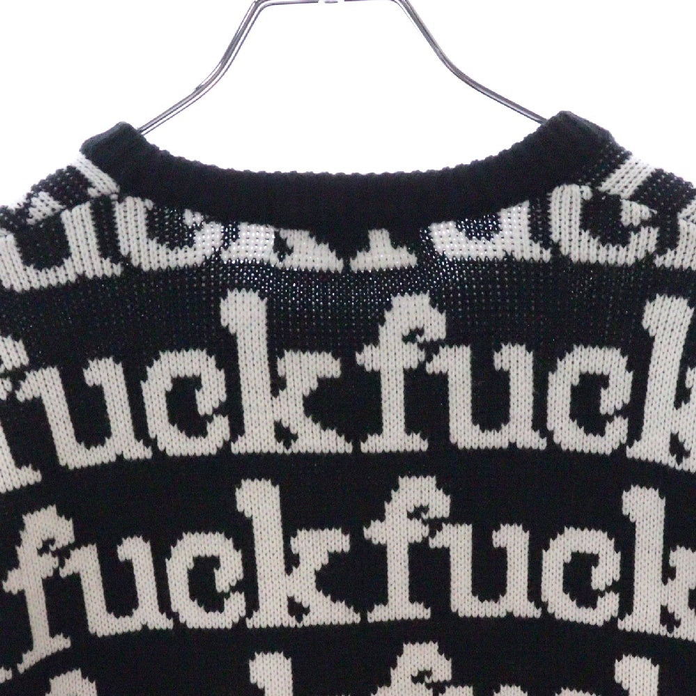 SUPREME(シュプリーム) 22SS Fuck Sweater ファック 総柄 アクリル ニット セーター ブラック