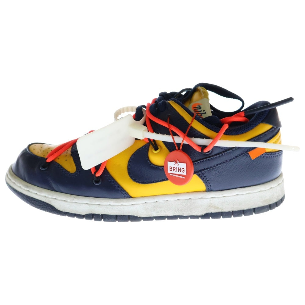 NIKE(ナイキ) ×OFF-WHITE DUNK LOW LTHR オフホワイト ダンク ローカットスニーカー イエロー/ネイビー US7.5/25.5cm CT0856-700