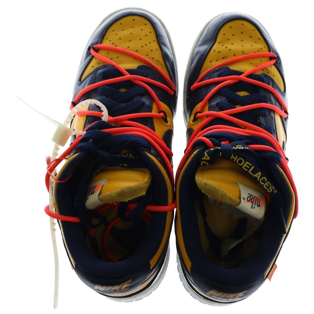NIKE(ナイキ) ×OFF-WHITE DUNK LOW LTHR オフホワイト ダンク ローカットスニーカー イエロー/ネイビー US7.5/25.5cm CT0856-700