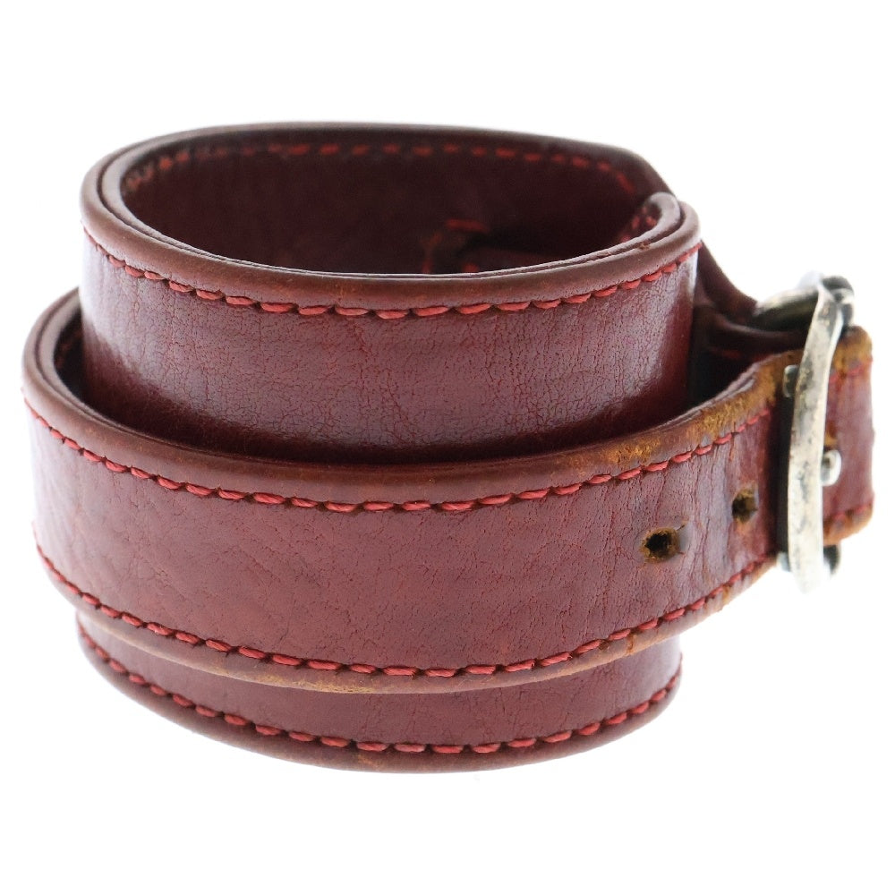 CHROME HEARTS(クロムハーツ) RR TINY BUCKLE 2 ロックンロール レザーブレスレット レッド/シルバー