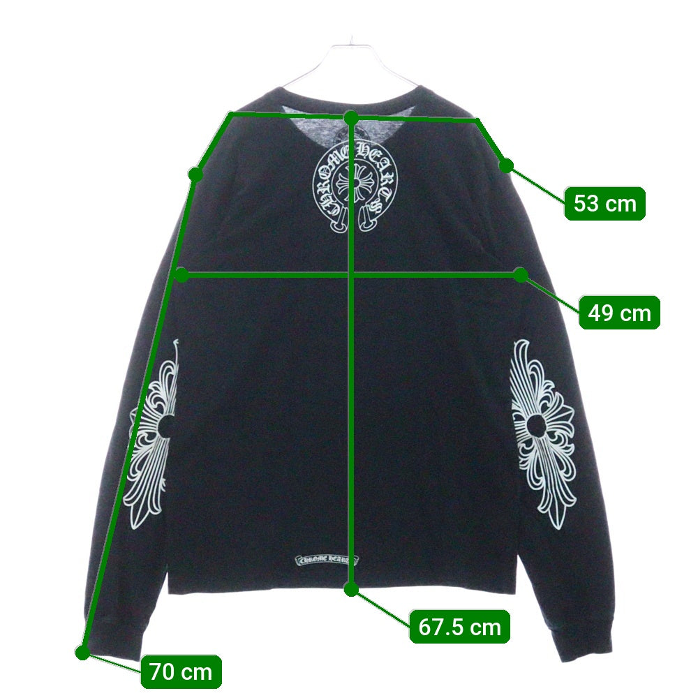 CHROME HEARTS(クロムハーツ) Neck Logo Floral Cross L/S Tee ネックロゴ フローラルクロス アームロゴプリント ロングスリーブTシャツ 長袖カットソー ブラック