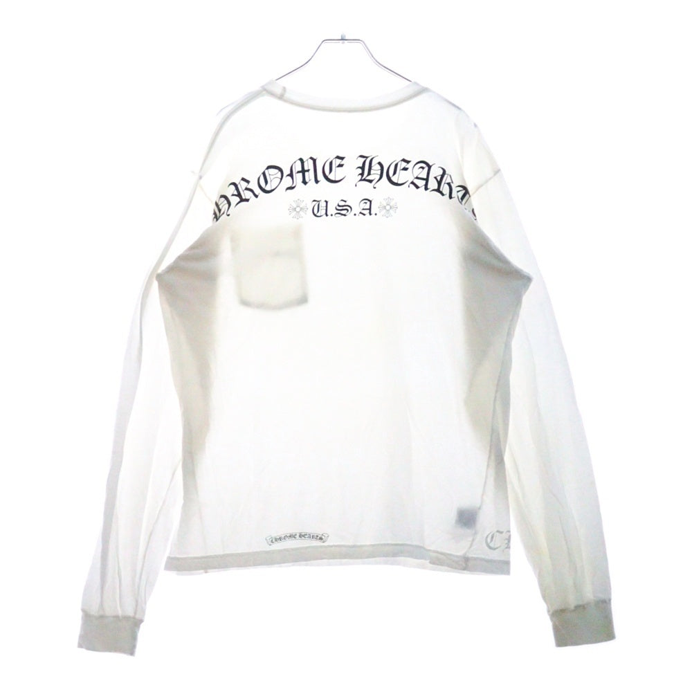 CHROME HEARTS(クロムハーツ) CH L S 1 バックアーチロゴプリント USA 長袖Tシャツ ロングスリーブカットソー ホワイト