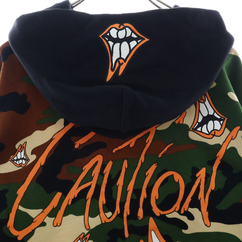 CHROME HEARTS(クロムハーツ) 22SS ×MATTY BOY PPO CAUTION HD PLVR マッティボーイ カモフラ総柄 チョンパープリントスウェット プルオーバーパーカー カーキ