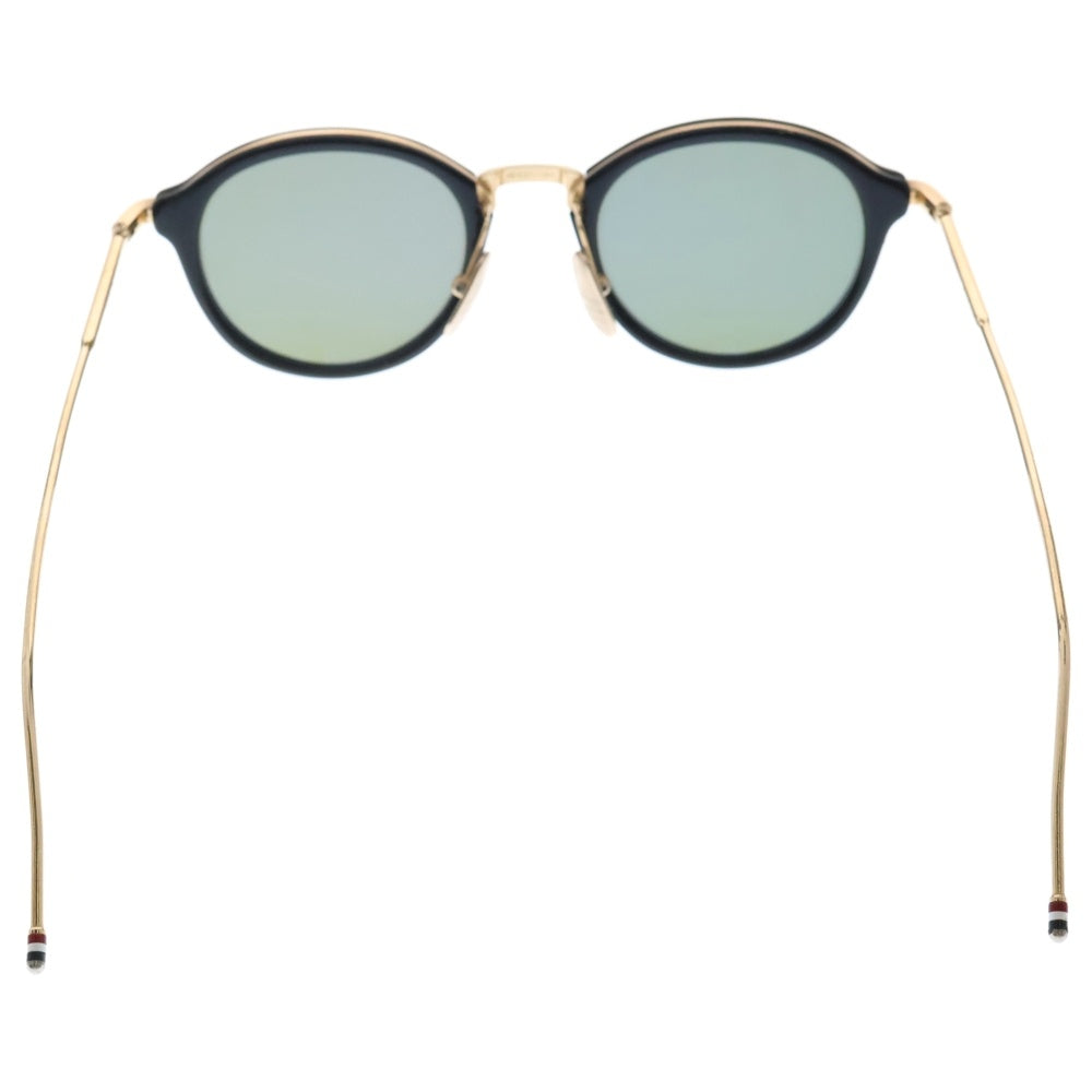 THOM BROWNE(トムブラウン) ブラック&シャイニー 12K オプティカルグラス ボストンフレーム クリアレンズ メガネ 眼鏡 アイウェア ブラック/ゴールド TB-011A-T-46