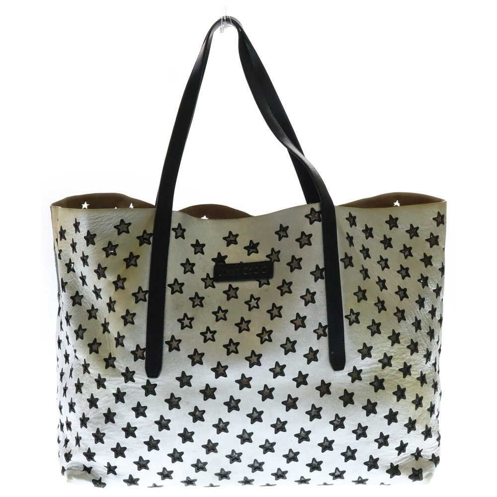 JIMMY CHOO(ジミーチュウ) PIMLICO ピムリコ スターパンチング レザー トートバッグ シルバー /ブラック