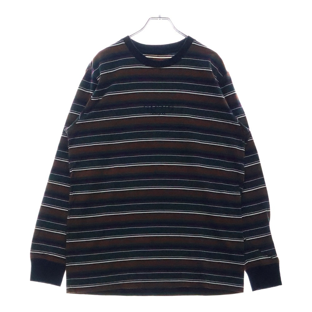 SUPREME(シュプリーム) 15AW Multi Stripe L/S Top クラシックロゴ刺繍 ボーダー クルーネック 長袖Tシャツ カットソー マルチ