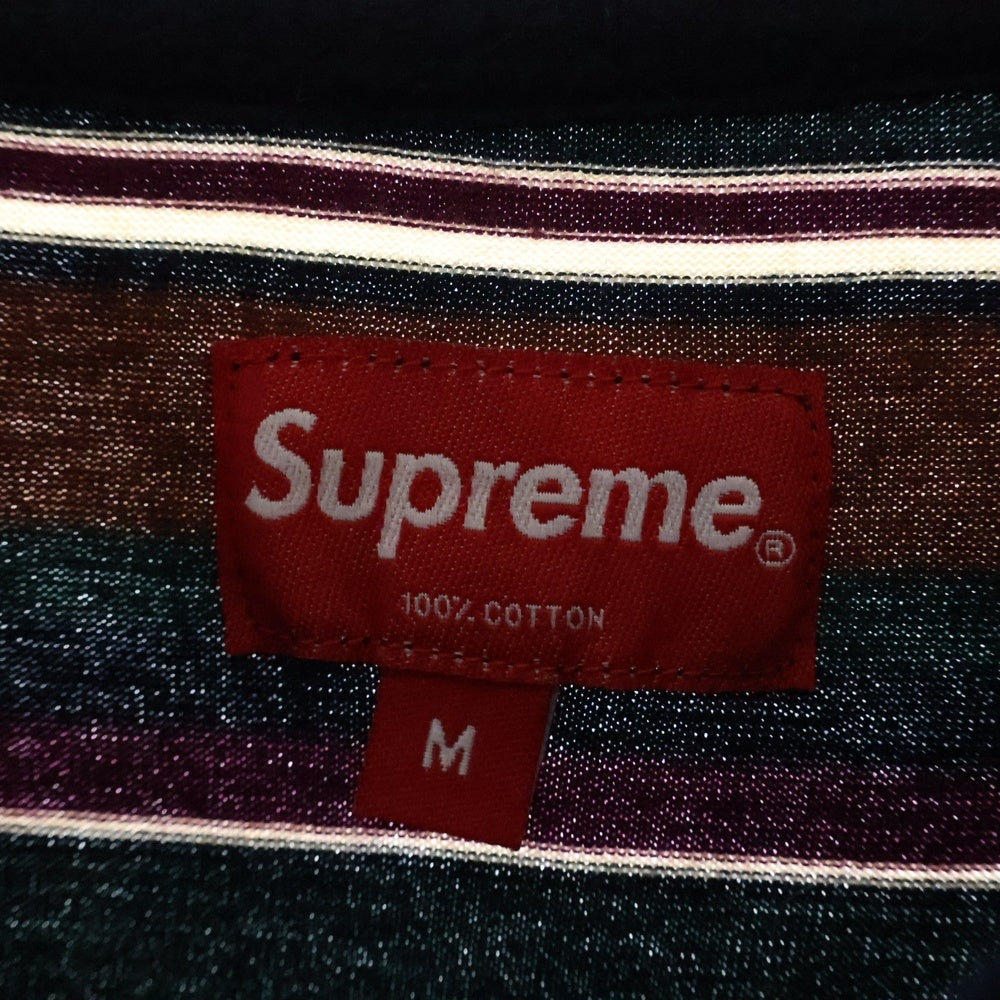 SUPREME(シュプリーム) 15AW Multi Stripe L/S Top クラシックロゴ刺繍 ボーダー クルーネック 長袖Tシャツ カットソー マルチ