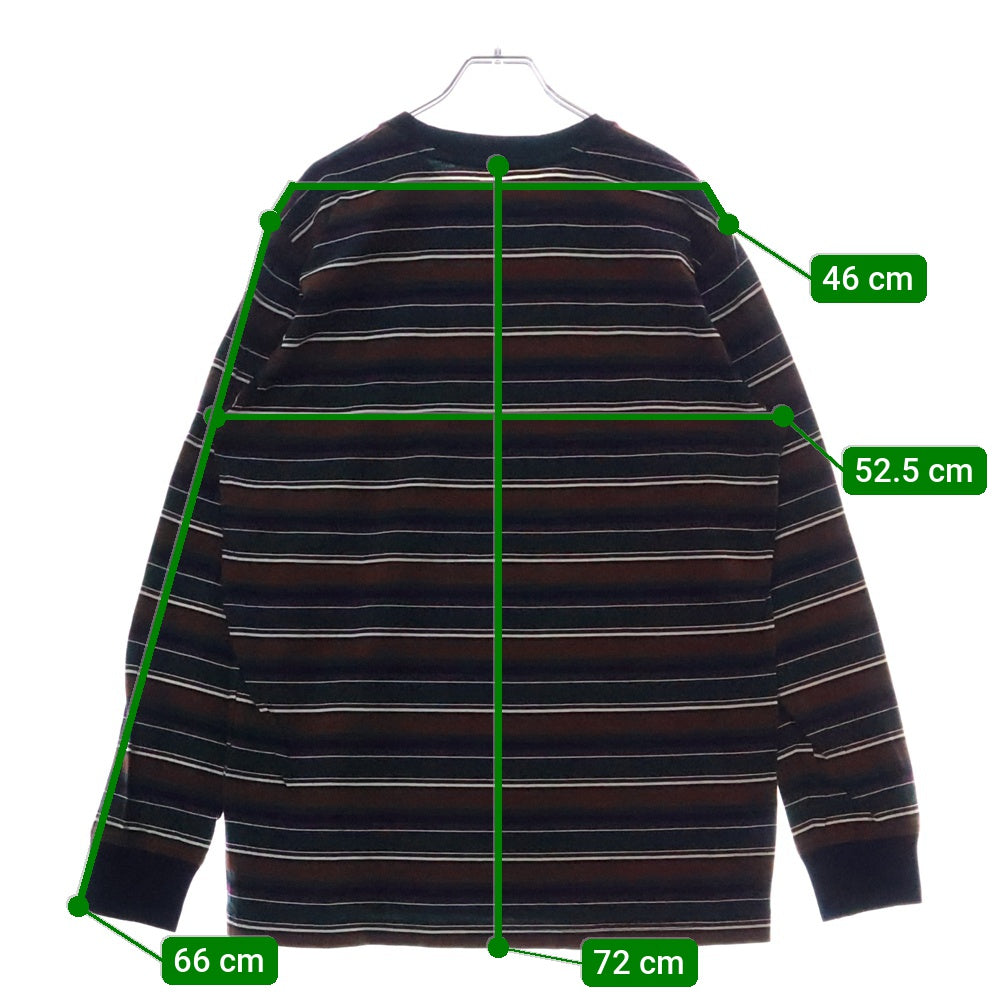 SUPREME(シュプリーム) 15AW Multi Stripe L/S Top クラシックロゴ刺繍 ボーダー クルーネック 長袖Tシャツ カットソー マルチ