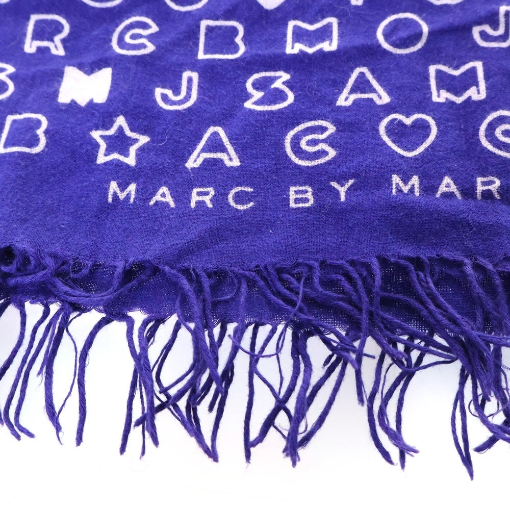 MARC BY MARC JACOBS(マーク バイ マーク ジェイコブス) 総柄 フリンジ ストール マフラー ブルー レディース