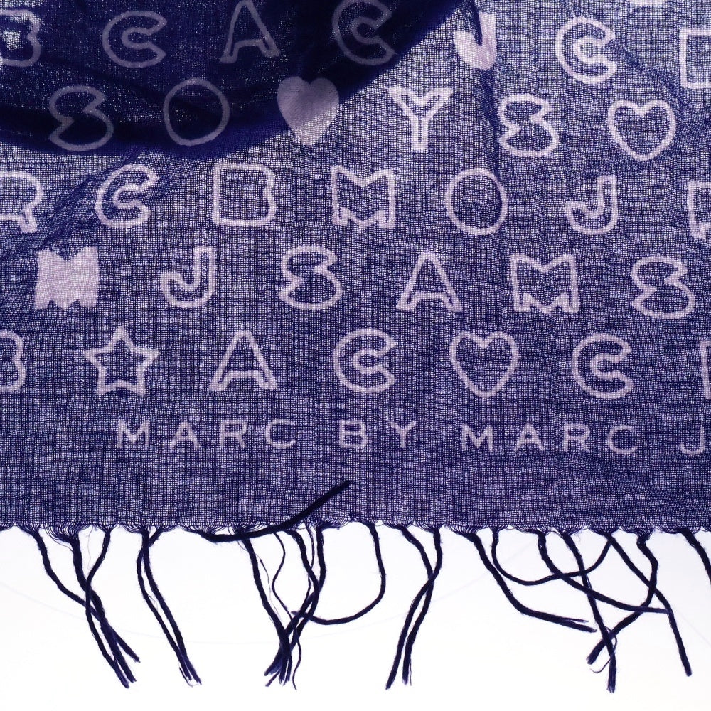 MARC BY MARC JACOBS(マーク バイ マーク ジェイコブス) 総柄 フリンジ ストール マフラー ブルー レディース