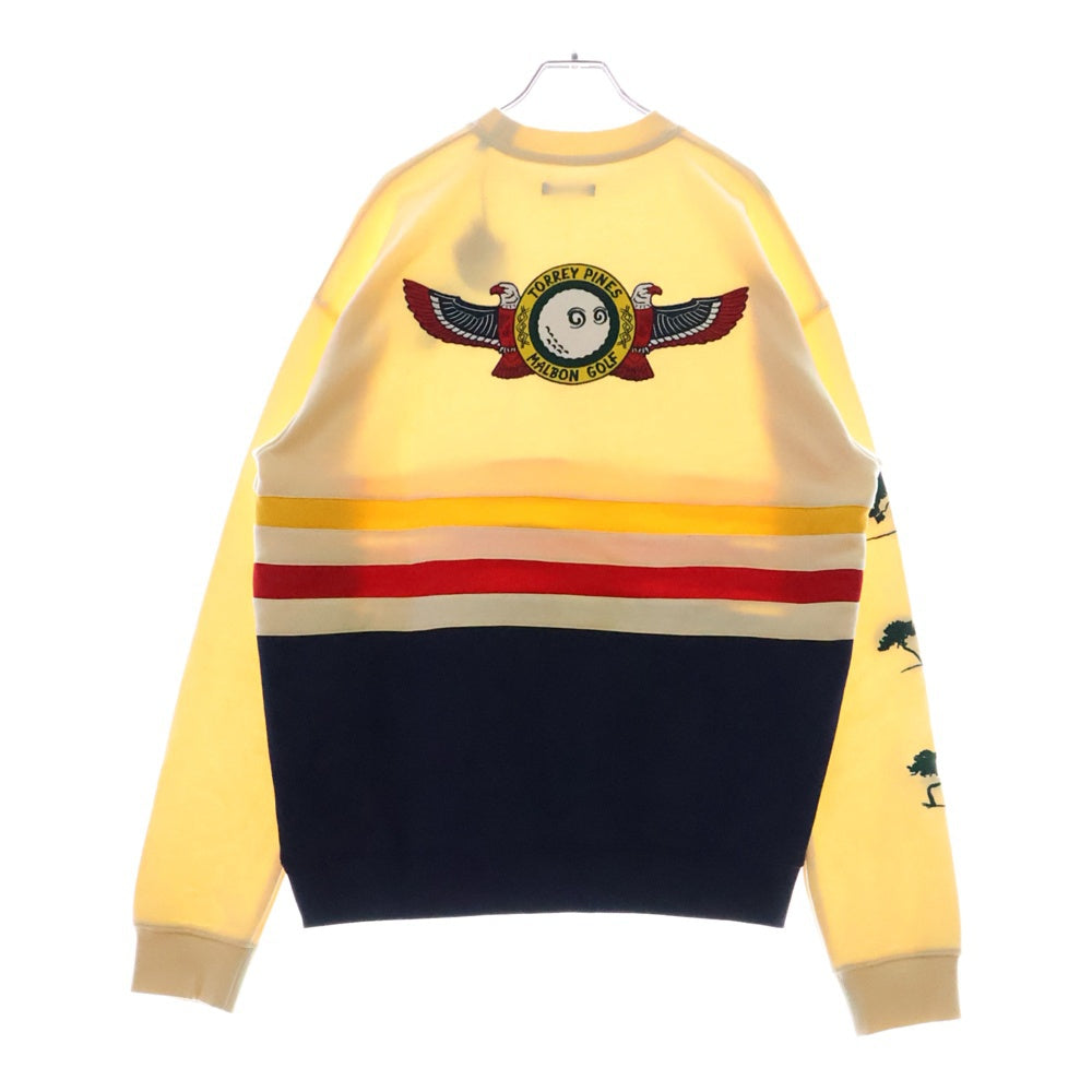 MALBON GOLF(マルボン ゴルフ) Torrey Pines Crewneck Sweatshirt 刺繍 クルーネック スウェット トレーナー アイボリー/ネイビー