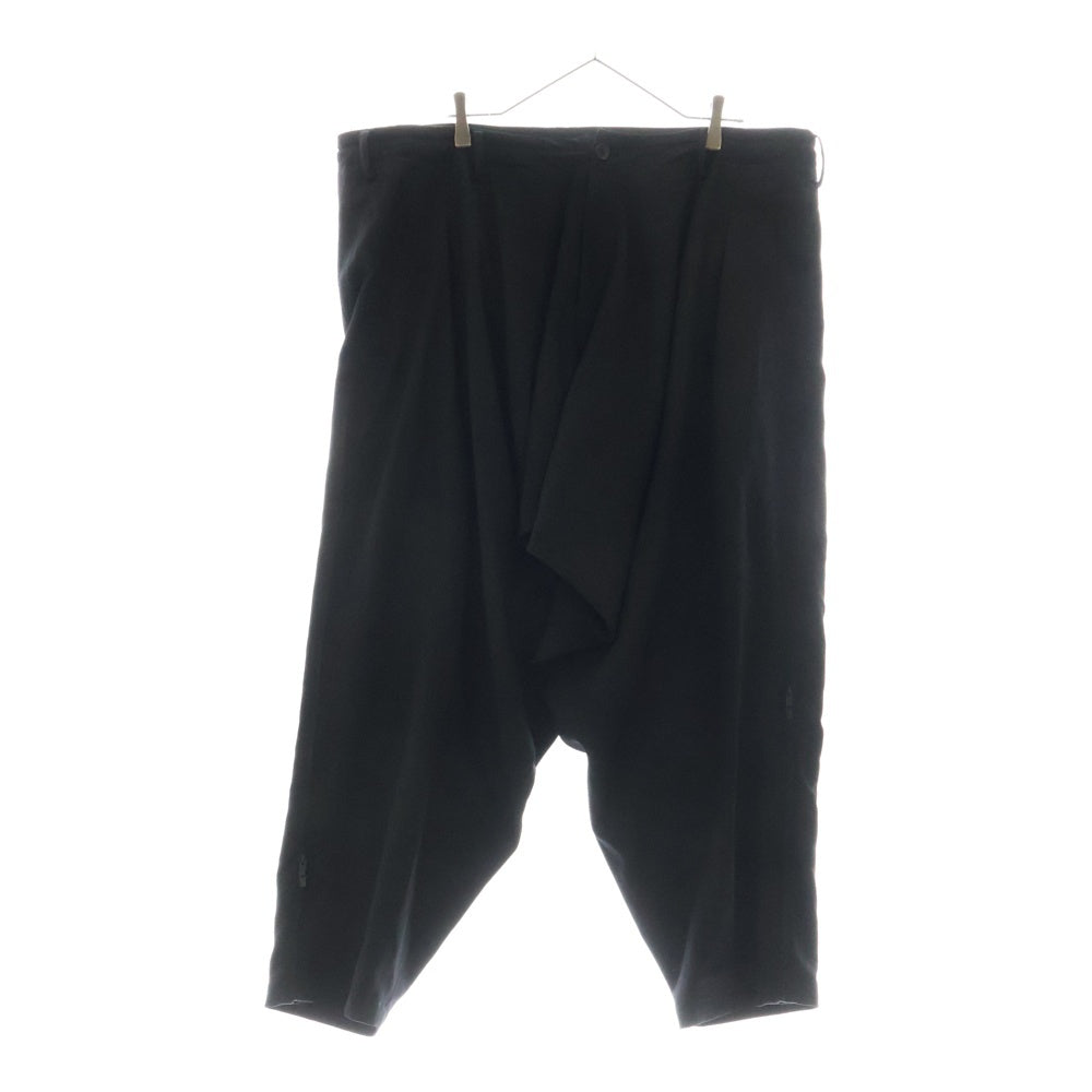Yohji Yamamoto POUR HOMME(ヨウジヤマモト プールオム) 23AW GABARDINE Y-SIDE GUSSET DRAPED PANTS 脇マチ付ドレープパンツ ブラック HJ-P22-100