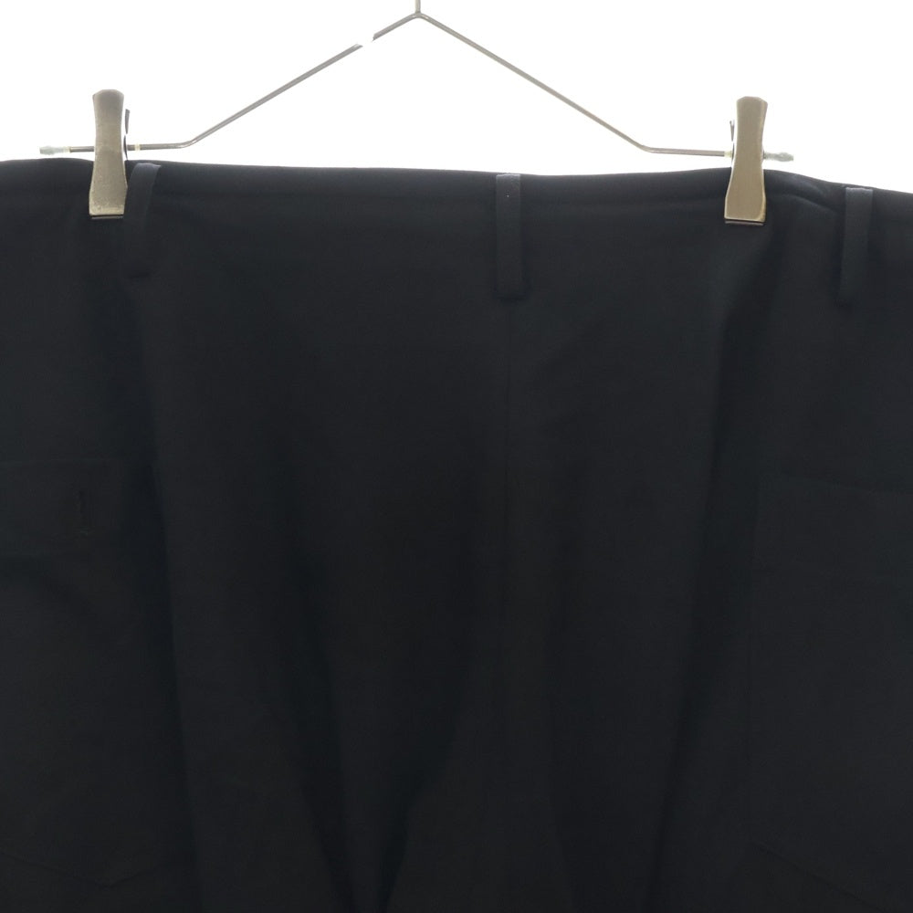 Yohji Yamamoto POUR HOMME(ヨウジヤマモト プールオム) 23AW GABARDINE Y-SIDE GUSSET DRAPED PANTS 脇マチ付ドレープパンツ ブラック HJ-P22-100