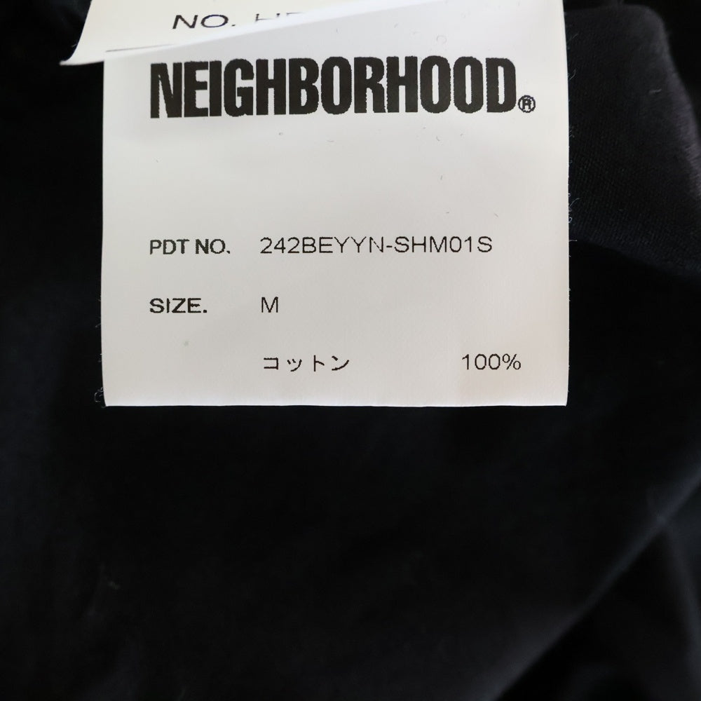 NEIGHBORHOOD(ネイバーフッド) 24AW×YOHJI YAMAMOTO PRINT SHIRT LS ヨウジヤマモト ロゴプリント 長袖シャツ ブラック 242BEYYN-SHM01S