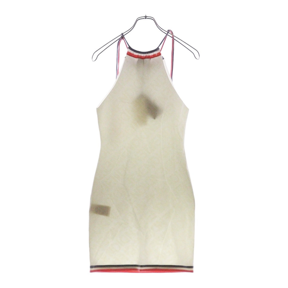 FENDI(フェンディ) 23AW Dark Pink Viscose Blend Mini Dress ロゴ総柄 ニットワンピース ホワイト レディース FZDA98