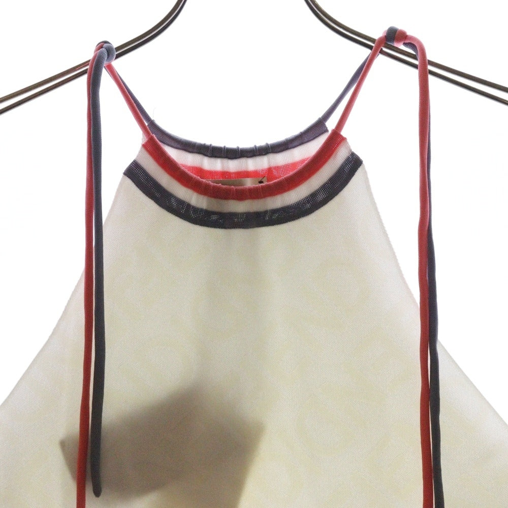 FENDI(フェンディ) 23AW Dark Pink Viscose Blend Mini Dress ロゴ総柄 ニットワンピース ホワイト レディース FZDA98