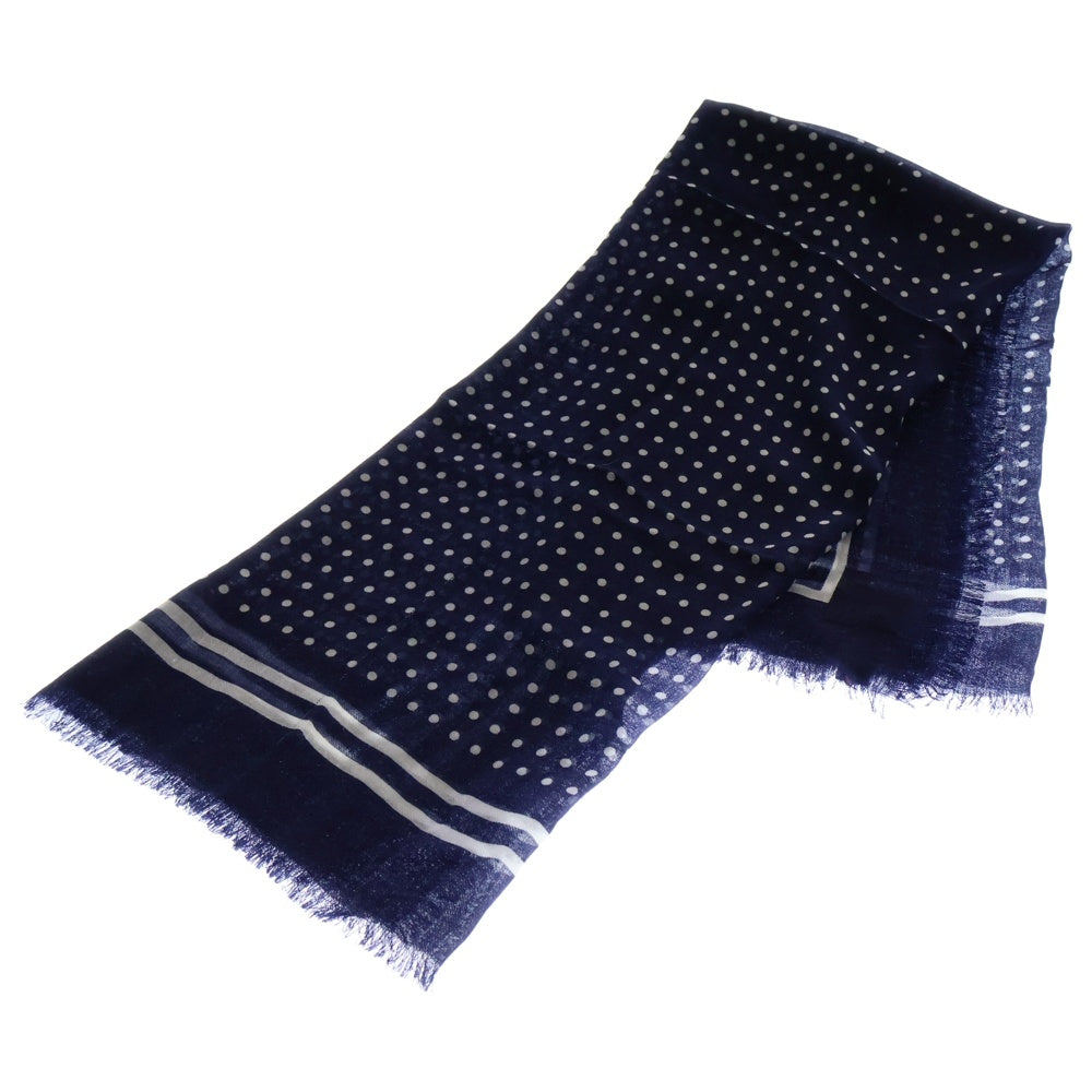 Loro Piana(ロロピアーナ) カシミア シルク ドット柄 スカーフ ネイビー MAL2222