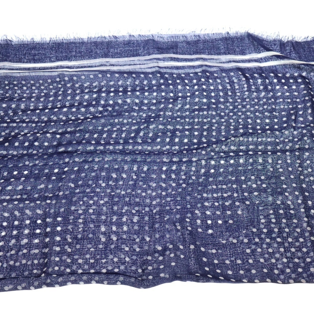 Loro Piana(ロロピアーナ) カシミア シルク ドット柄 スカーフ ネイビー MAL2222