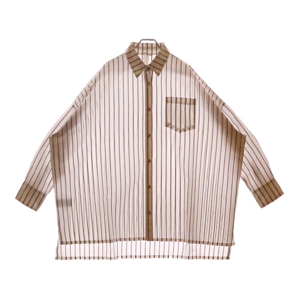CHROME HEARTS(クロムハーツ) CHロゴ ストライプ ロングスリーブ 長袖シャツ ホワイト/シルバー