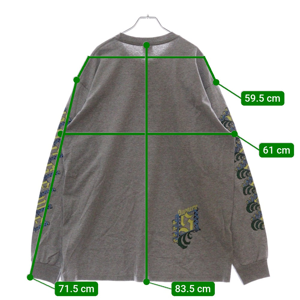 SUPREME(シュプリーム) 24AW Strawberries  L/S Tee ストロベリープリント ロングスリーブクルーネック 長袖Tシャツカットソー グレー
