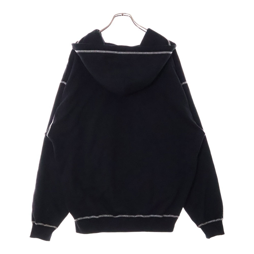 X-LARGE(エクストララージ) CONTRAST STITCH ZIP HOODED SWEATSHIRT ロゴ刺繍 コントラストステッチ ジップアップ スウェット パーカー ブラック 101249012016
