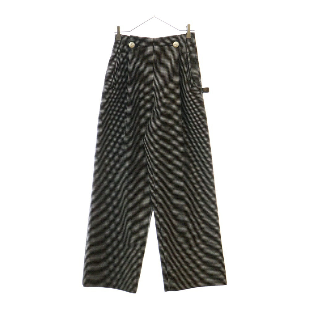 LOUIS VUITTON(ルイヴィトン) 22AW フェイクパール装飾 ドット総柄 2タック ワイド ロング パンツ ブラック RW222B RT3 FNPX98 レディース
