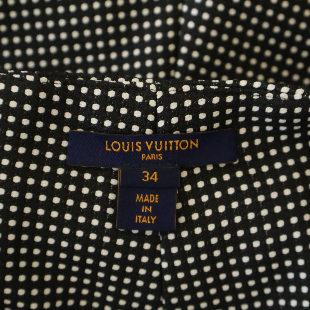 LOUIS VUITTON(ルイヴィトン) 22AW フェイクパール装飾 ドット総柄 2タック ワイド ロング パンツ ブラック RW222B RT3 FNPX98 レディース