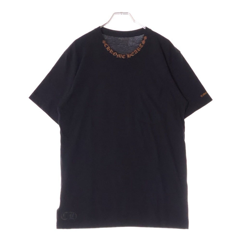 CHROME HEARTS(クロムハーツ) CH T-SHRT 1 ネックロゴプリント半袖Tシャツ ブラック/ブラウン
