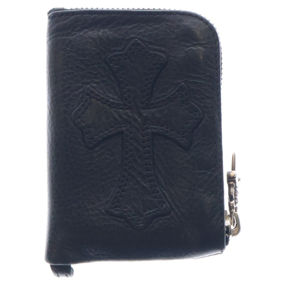CHROME HEARTS(クロムハーツ) TINY ZIP タイニージップ クロスパッチ付き ダガージップ レザー コンパクトウォレット 財布 ブラック