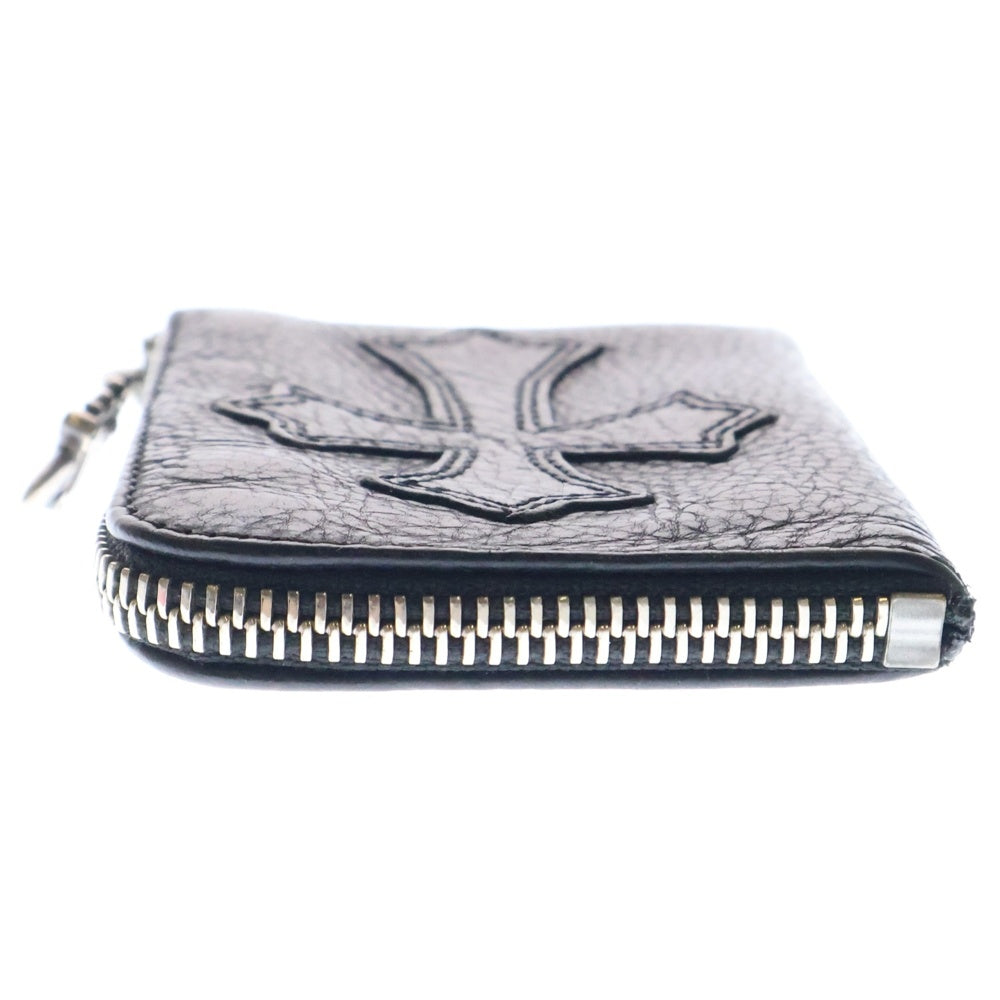 CHROME HEARTS(クロムハーツ) TINY ZIP タイニージップ クロスパッチ付き ダガージップ レザー コンパクトウォレット 財布 ブラック
