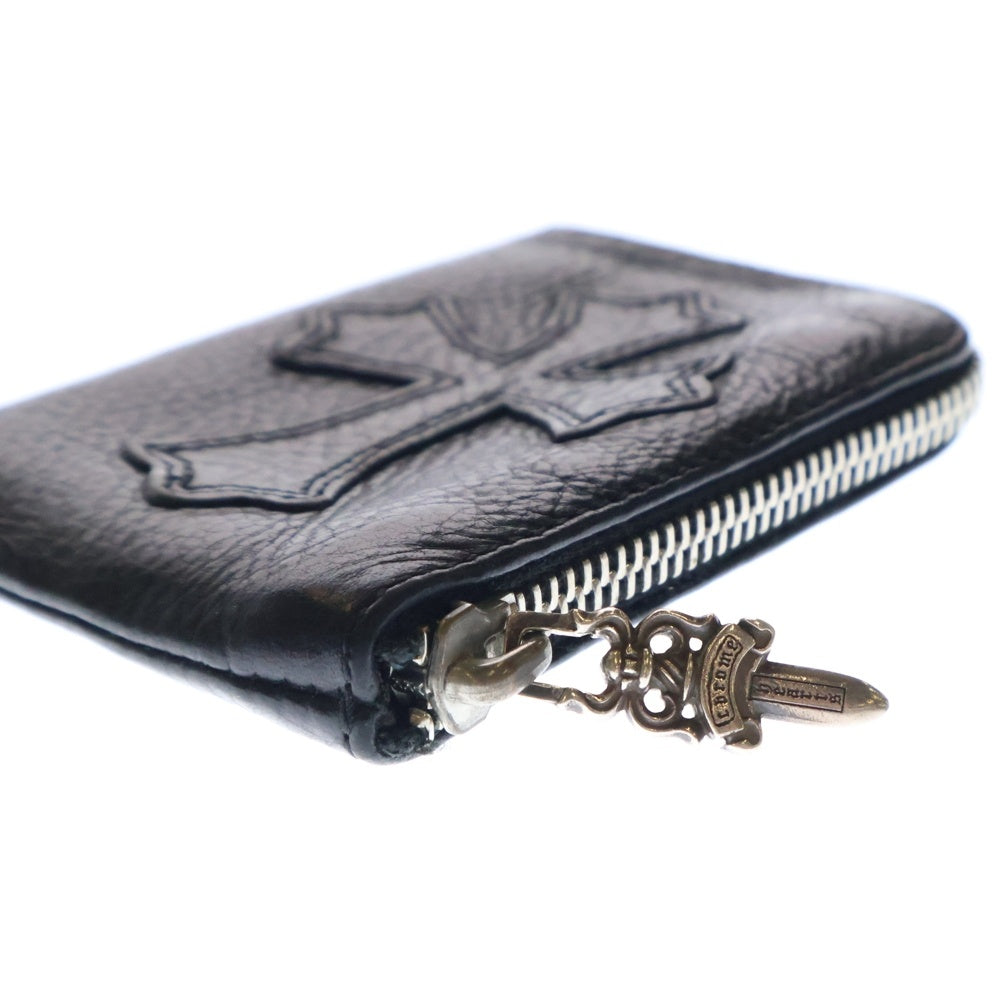 CHROME HEARTS(クロムハーツ) TINY ZIP タイニージップ クロスパッチ付き ダガージップ レザー コンパクトウォレット 財布 ブラック