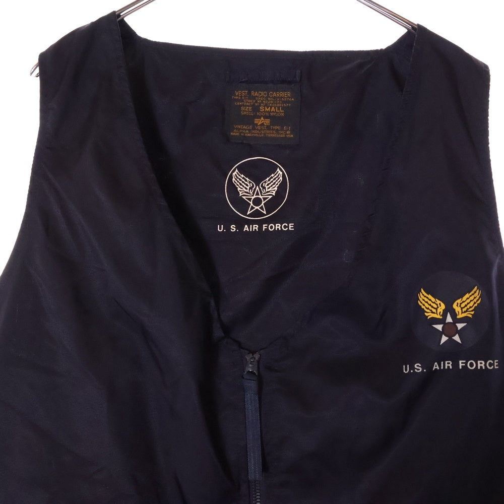 ALPHA INDUSTRIES(アルファ インダストリーズ) 90S U.S. AIR FORCE RADIO CARRIER VEST TYPE E-1 エアフォース サイドポケット ミリタリー ラジオベスト ネイビー 4220-173