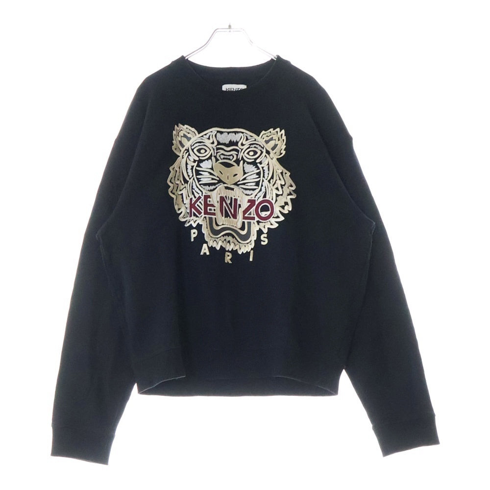 KENZO(ケンゾー) 21AW Pearl Tiger Head Embroidered Pattern Sweat Shirt エンブロイダード タイガー バラエティー スウェットトレーナー ブラック FA65SW1114XV