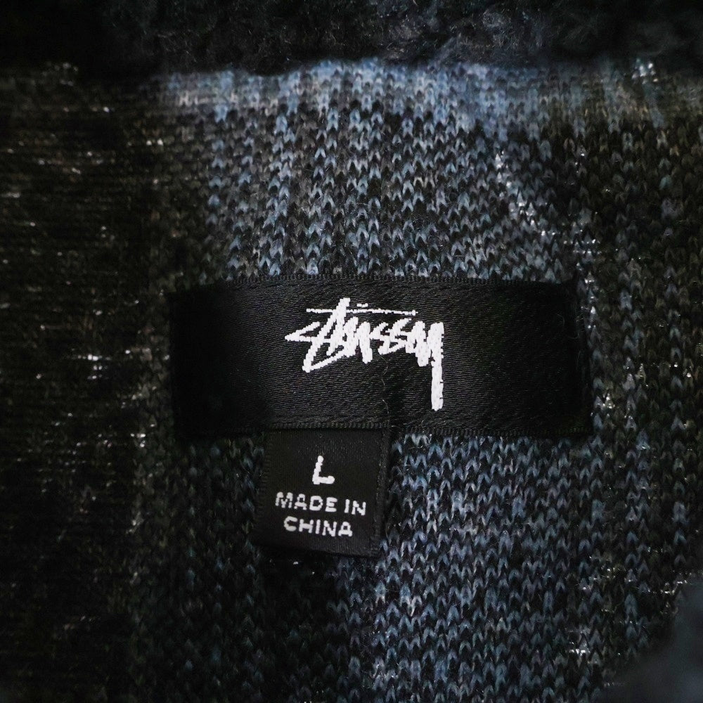 STUSSY(ステューシー) チェック柄 ジップアップ フリースジャケット ブルー/ブラック 110224