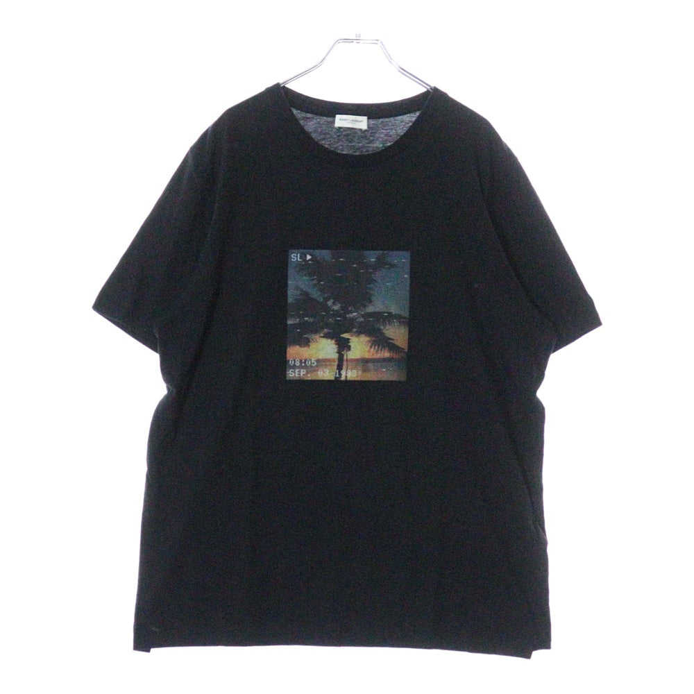 SAINT LAURENT PARIS(サンローランパリ) 21SS SUNSET BEACH T-SHIRT サンセットビーチプリント クルーネック 半袖Tシャツ カットソー ブラック 652565 Y36AD