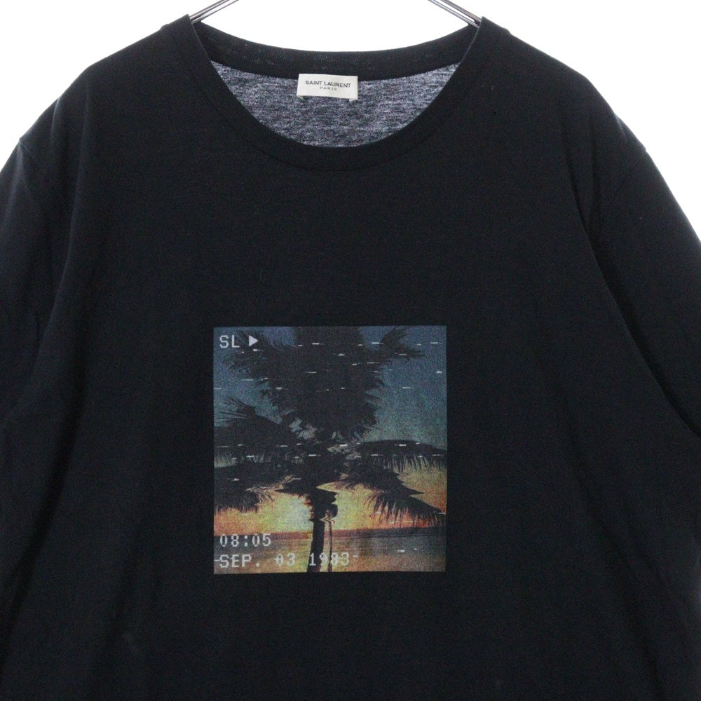 SAINT LAURENT PARIS(サンローランパリ) 21SS SUNSET BEACH T-SHIRT サンセットビーチプリント クルーネック 半袖Tシャツ カットソー ブラック 652565 Y36AD