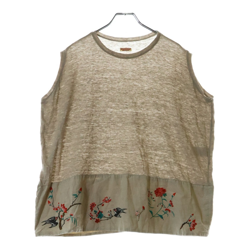 KAPITAL(キャピタル) 17SS リネン天竺 BIGノースリーブTシャツ ひばり刺繍 K1706SC292