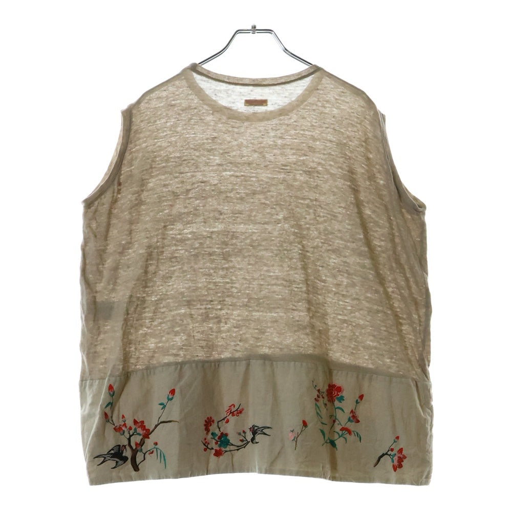 KAPITAL(キャピタル) 17SS リネン天竺 BIGノースリーブTシャツ ひばり刺繍 K1706SC292